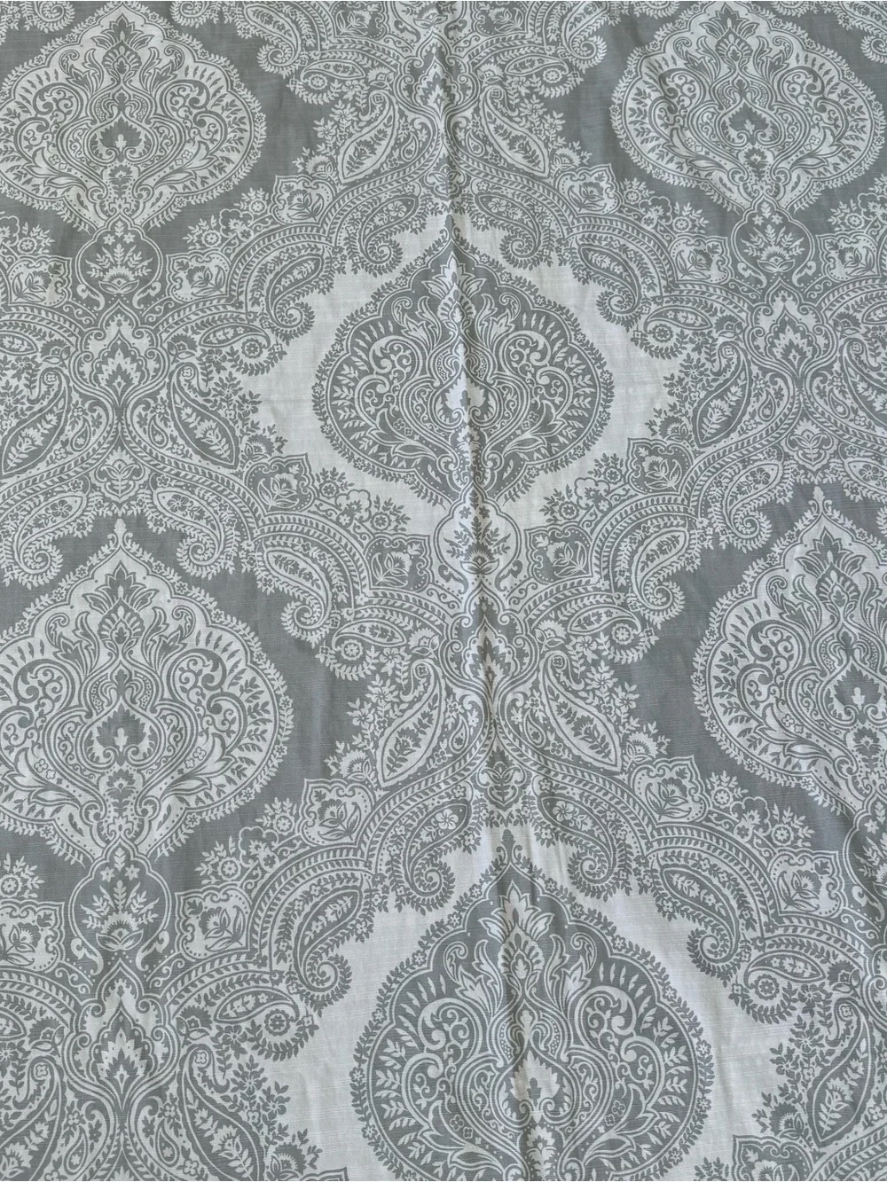 Envogue 2 Curtain Panels Gray White Paisley Damask Back Tab 49x91 Cotton Drapes